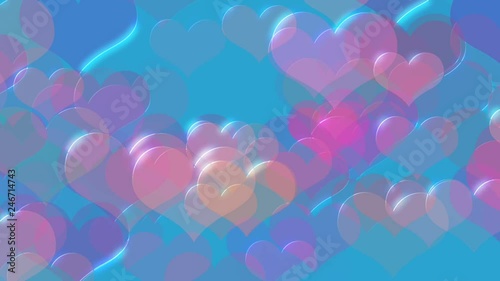 Hovering cloud of color hearts, looped animation, 3 background variants: blue, black, green
