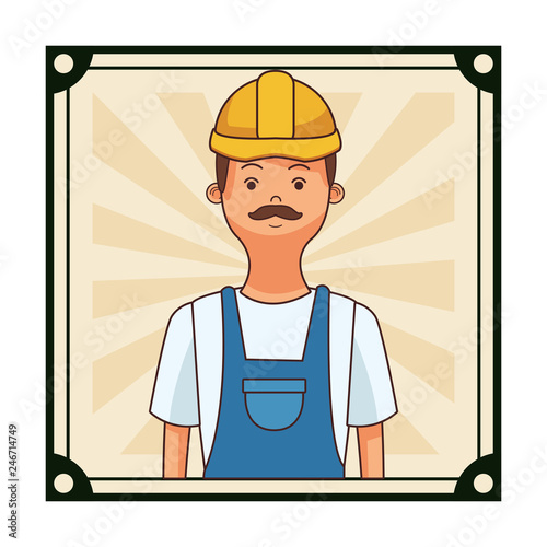 construction builder square cartoon
