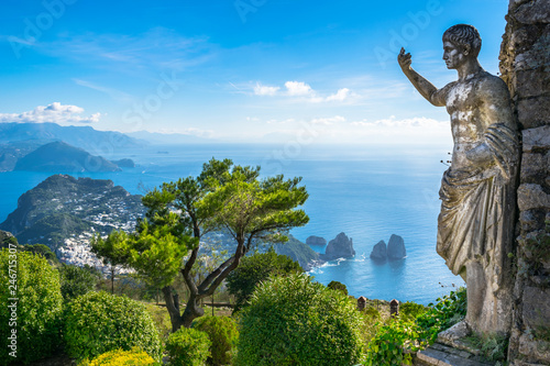 Beautiful view of Capri island from Mount Solaro - Capri, Italy photo