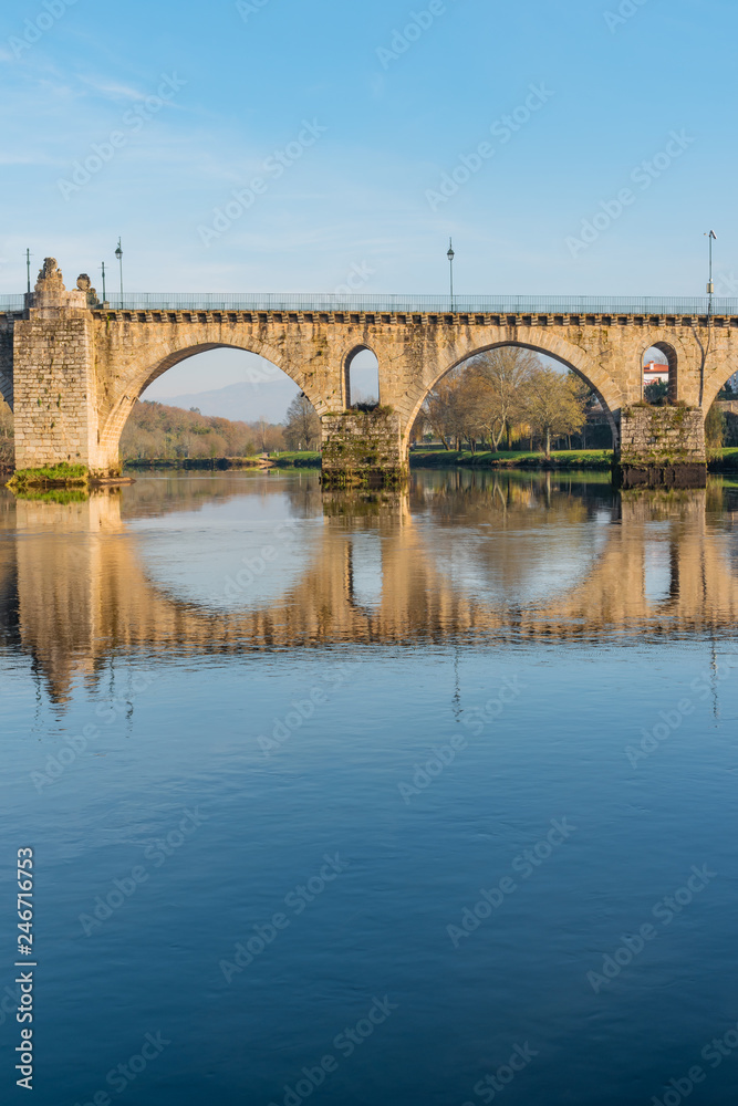 Ancient roman bridge of Ponte da Barca, ancient portuguese village in the north of Portugal