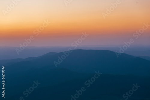 Sunset Dusk Light Over Mount Buffalo Landscape in Victoria, Australia.