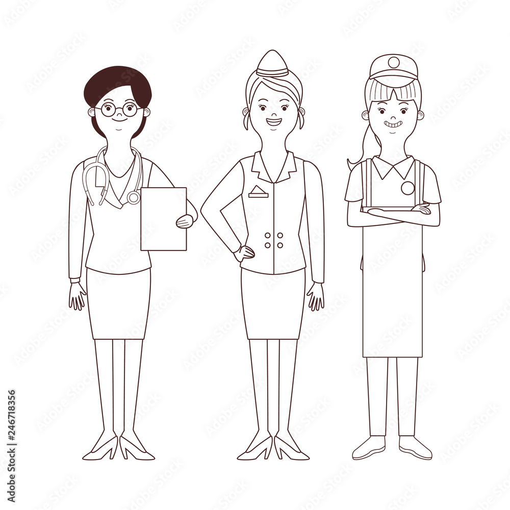 women profession and occupation avatars women profession and occupation avatars