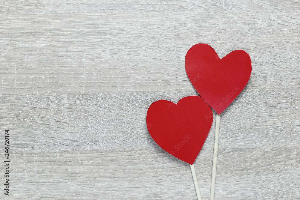 Red Heart paper on the wooden floor and have copy space. Red Heart paper on the wooden floor and have copy space.