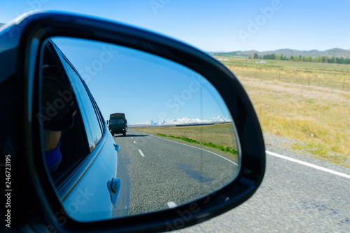 In the rear vision mirror