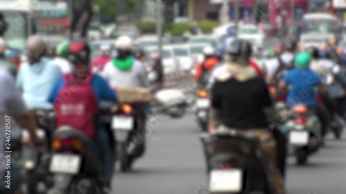 Wallpaper Mural HO CHI MINH,  VIETNAM - CIRCA NOVEMBER 2018 : Blurred view of HEAVY RUSH HOUR TRAFFIC.  Many MOTORBIKE RIDERS on the busy road. Torontodigital.ca