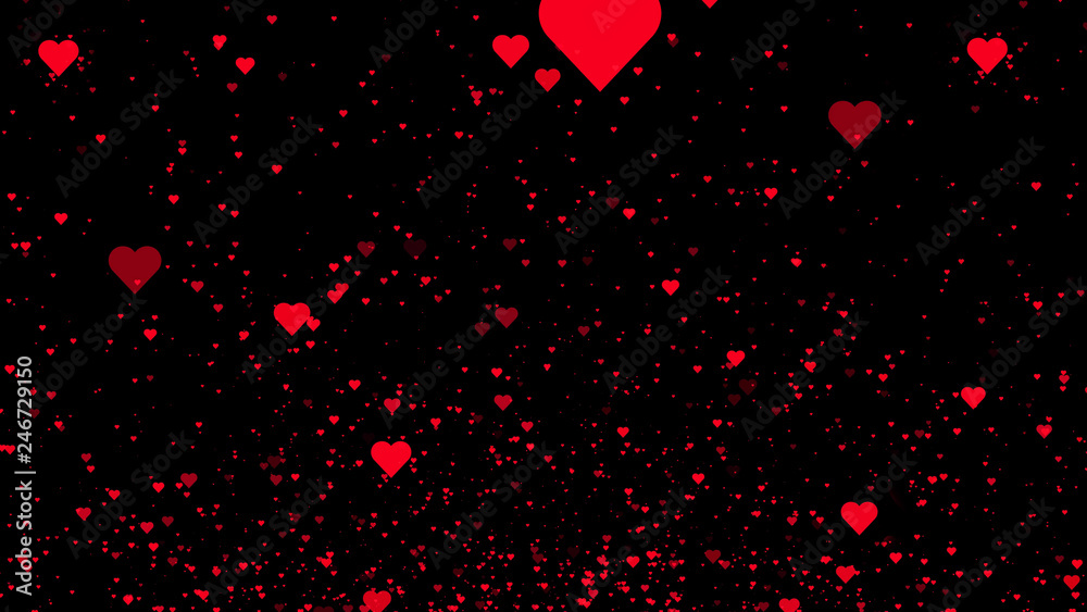 Red hearts on black background. 3D illustration background Stock ...