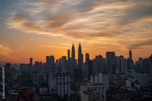 kuala lumpur city scape in blue hour