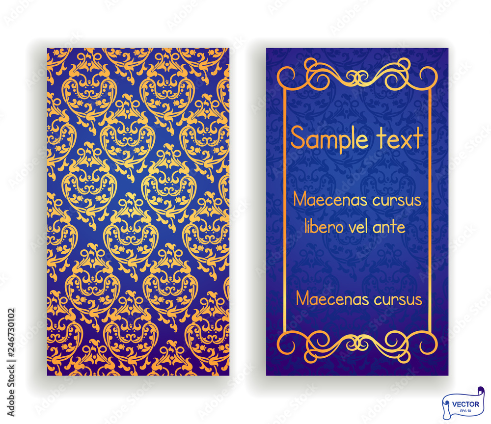 Fototapeta premium Visiting and business card set with scrolls.