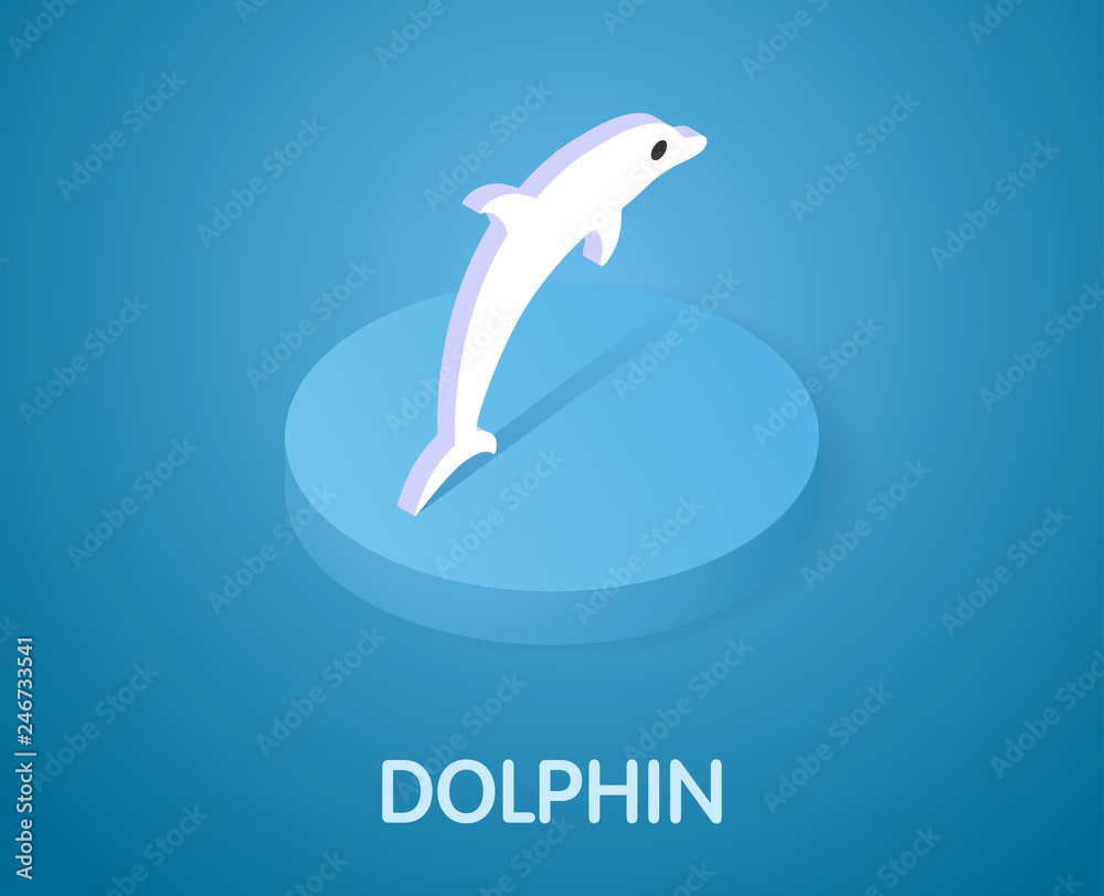 Dolphin isometric icon. Vector illustration. 3d concept