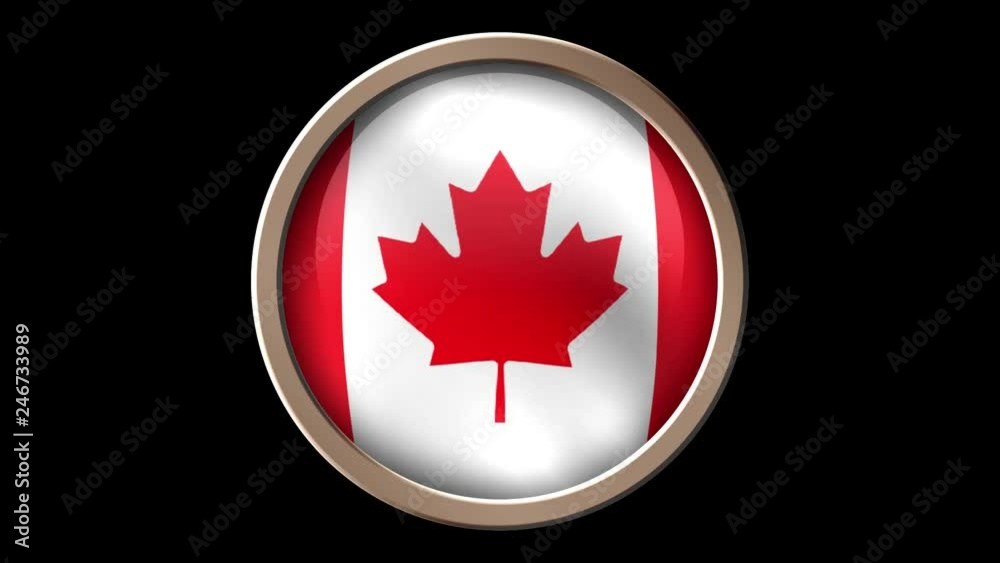 Animated Canada flag on the button. Seamless looping Animated Canada flag on the button. Seamless looping