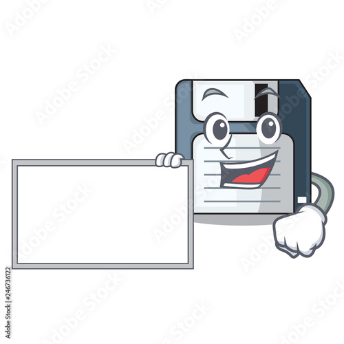 With board cartoon shape in the floppy disk