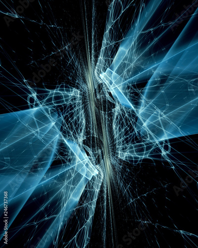 Abstract digital art background. Symmetry composition of curves ands grids. Detailed fractal graphics. Data science and digital technology concept.