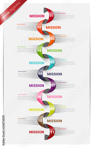 Presentation business infographic template, Abstract infographics number options template with 11 steps. Vector illustration.