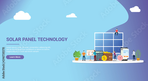 website design page template landing ui ux for solar panel energy business electric saving financial alternative efficient for cheaper solutions with team people work together - vector