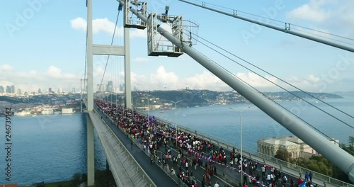 Istanbul Bosphorus Bridge Eurasia Marathon Aerial View 4 photo