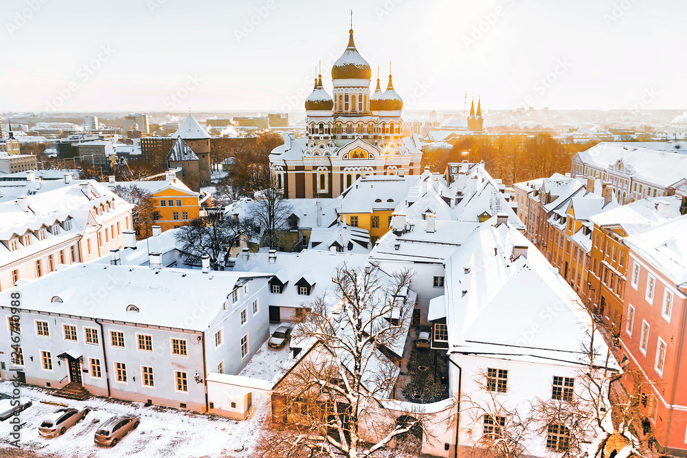 Panorama of the winter Tallinn of Estonia