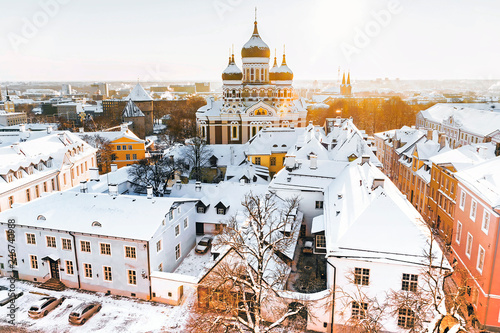 Obraz na płótnie Panorama of the winter Tallinn of Estonia w salonie