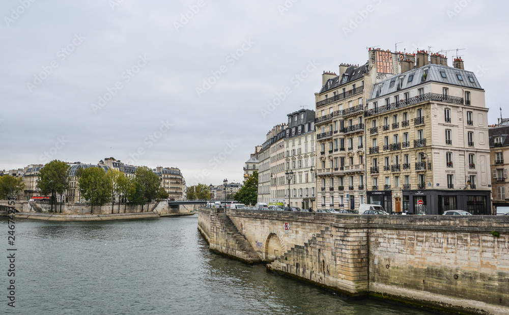 Landscape of Seine River with old bridges Landscape of Seine River with old bridges