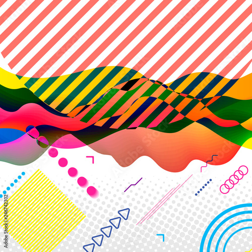 Modern abstract vector art collage in bright colors.