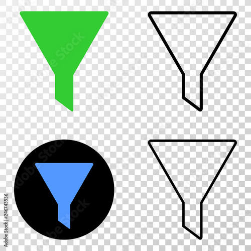 Filter EPS vector pictograph with contour, black and colored versions. Illustration style is flat iconic symbol on chess transparent background.