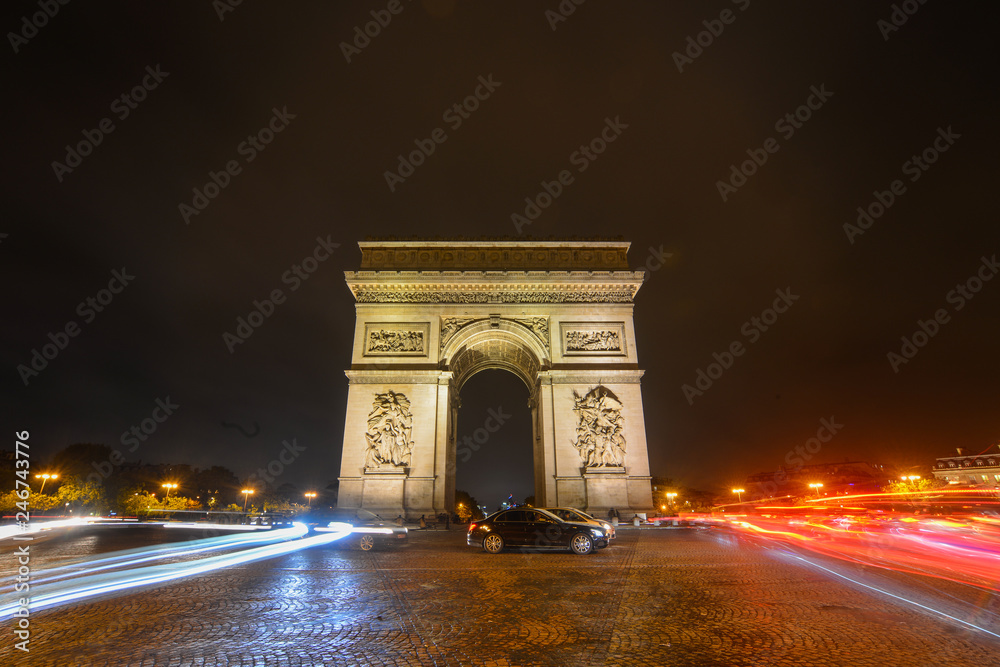 Triumphal Arch at evening in Paris, France