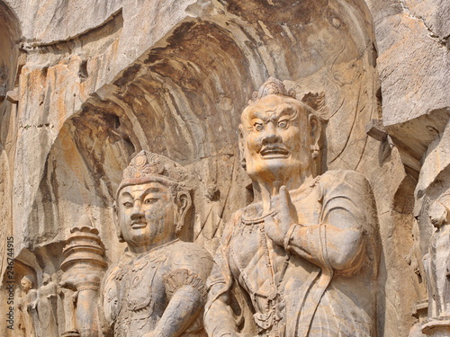 Luoyang Longmen grottoes. Broken Buddha and the stone caves and sculptures in the Longmen Grottoes in Luoyang, China. Taken in 14th October 2018