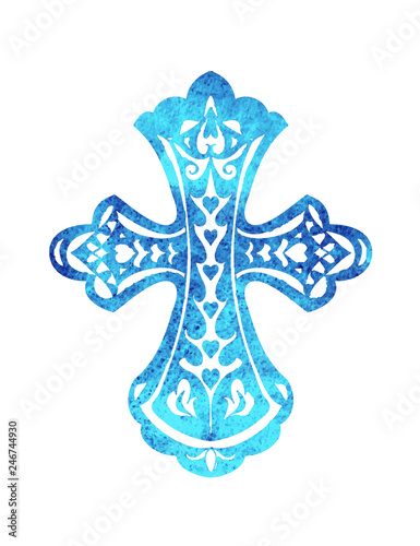 Abstract cross watercolor mandala element vector isolated on white
