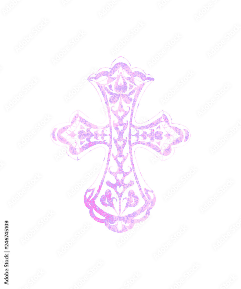 Obraz premium Abstract cross watercolor mandala element vector isolated on white 