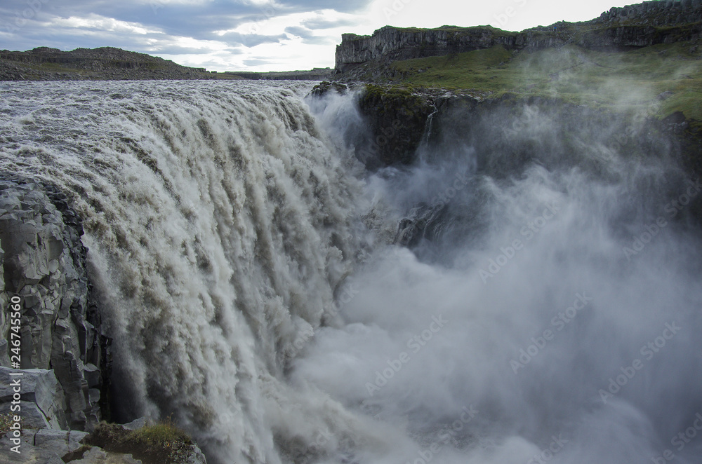 Detifoss waterfall. on of the best attraction in Iceland. Dettifoss is the most powerful waterfall on Iceland and in the whole Europe