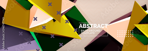 Vector 3d triangular shapes abstract background, origami futuristic template with lines