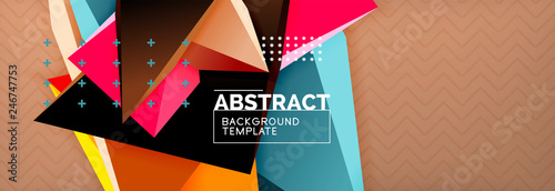 3d triangular shapes geometric background. Origami style pattern with triange shapes for decorative design. Poster design. Line design. Modern presentation template