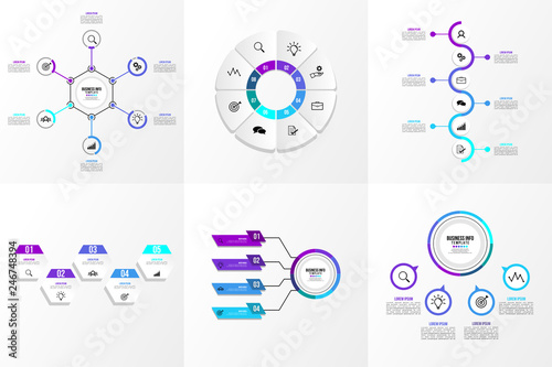 Set Of Infographics Elements Vector Design Template. Business Data Visualization Infographics Timeline with Marketing Icons most useful can be used for workflow, presentation, diagrams, reports