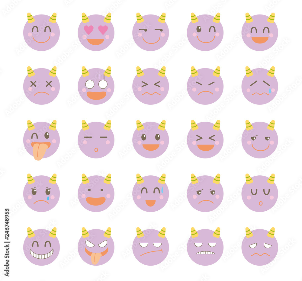 Obraz premium キャラクターアイコンセット・かわいい鬼