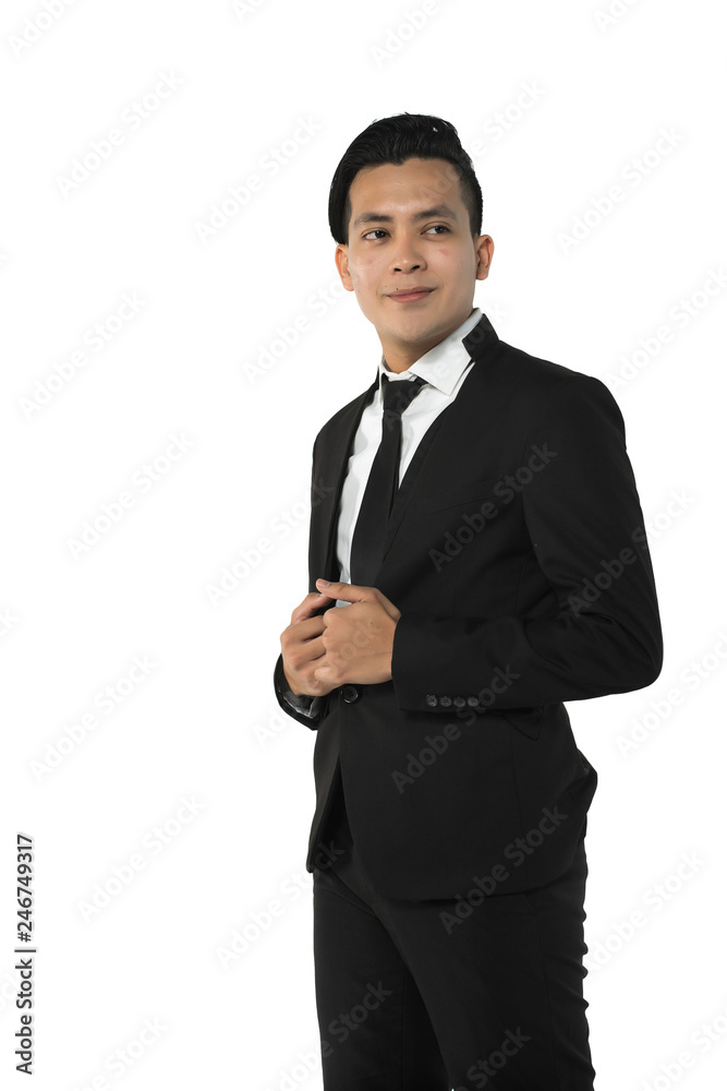 handsome asian man with corporate attire and a tablet handsome asian man with corporate attire and a tablet
