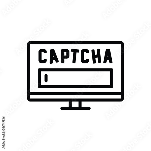Black line icon for captcha technology 