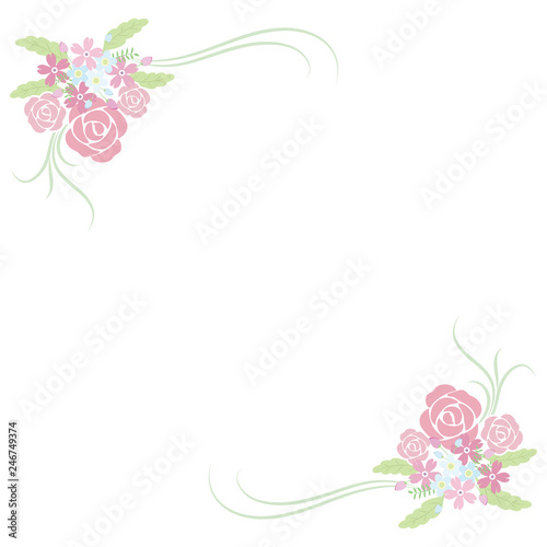 Illustrations of roses and forget-me-nots frames.