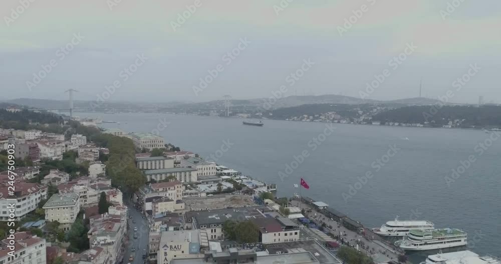 Istanbul Bosphorus Bridge and Sinan Pasa Mosque Aerial View Istanbul Bosphorus Bridge and Sinan Pasa Mosque Aerial View