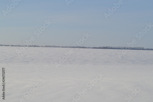 winter landscape with lake and sky