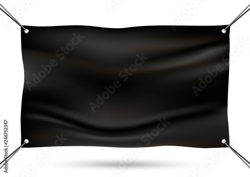 Black mock up vinyl banner vector illustration