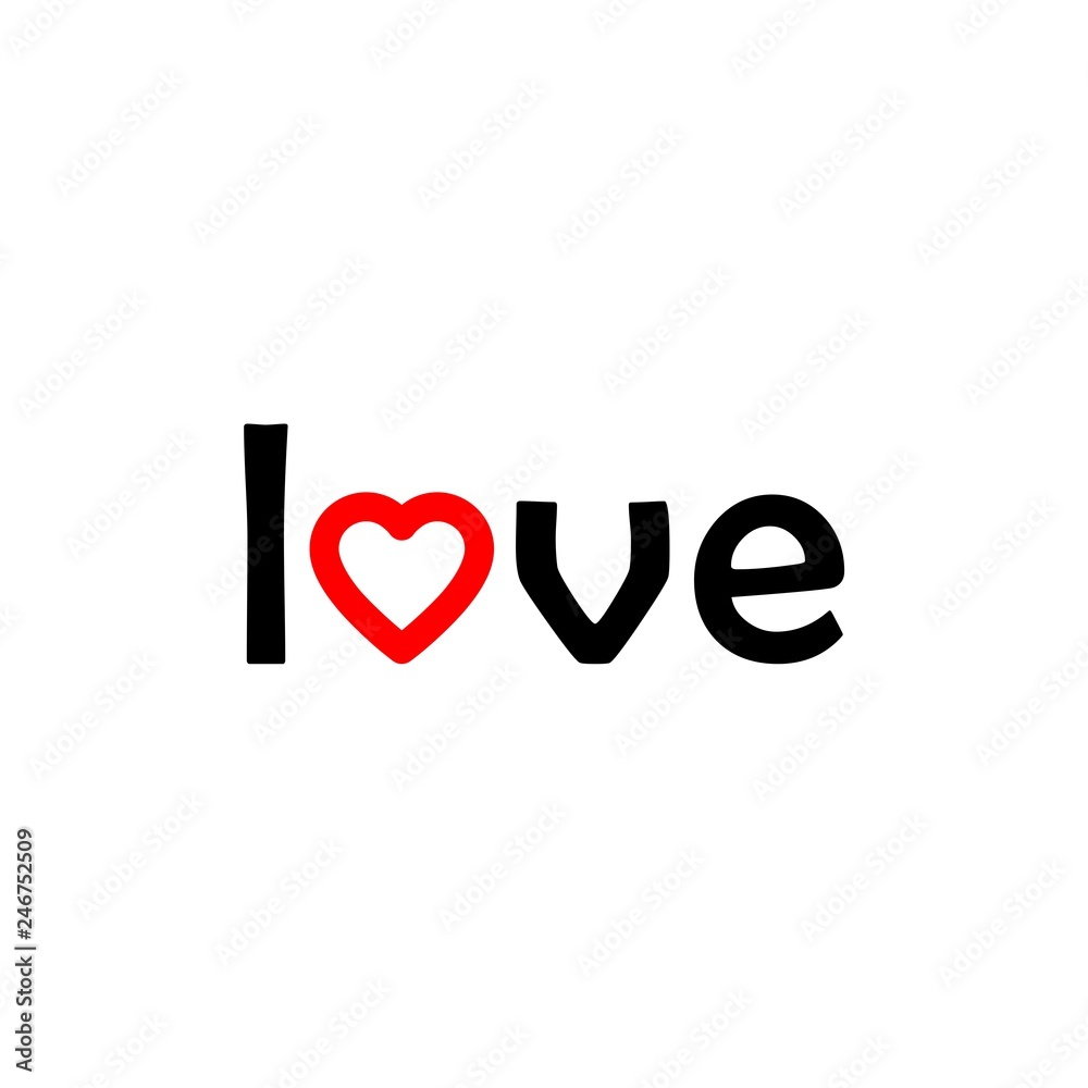 Illustration of the word love, icon or logo