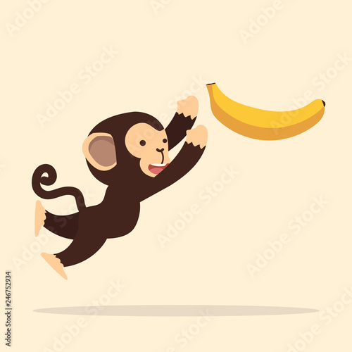 Cute monkey  jump with banana