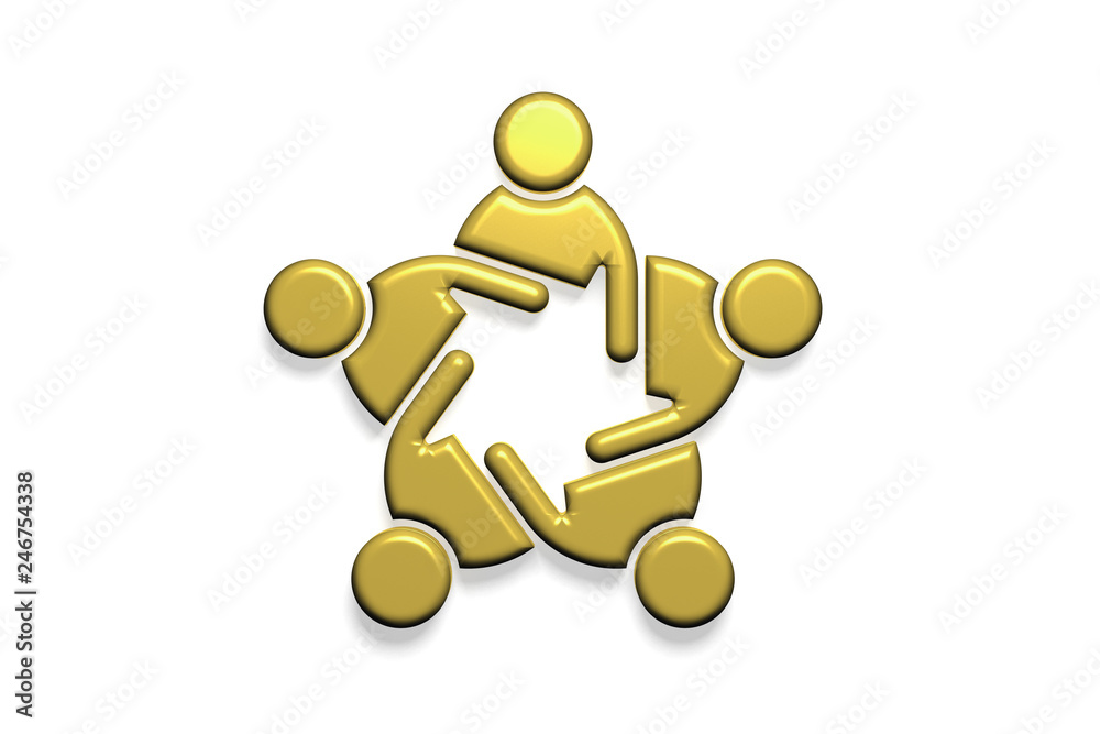 People Group in Meeting gold colored. 3D Render Illustration People Group in Meeting gold colored. 3D Render Illustration