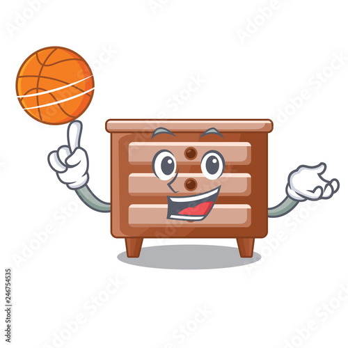 With basketball bidside table in shape cartoon wood