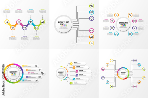 Set Of Infographics Elements Vector Design Template. Business Data Visualization Infographics Timeline with Marketing Icons most useful can be used for workflow, presentation, diagrams, reports