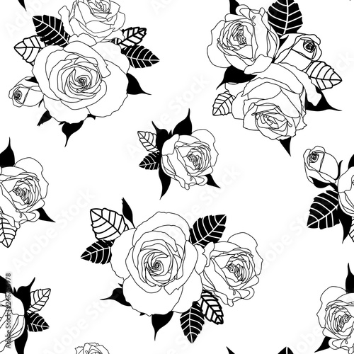 Wallpaper Mural Vector seamless floral pattern. Roses on white background. Design for wallpaper,fabric, textile, wrapping Torontodigital.ca