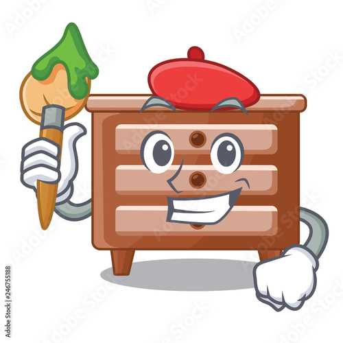 Artist bidside table in shape cartoon wood