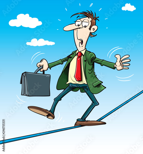Businessman on a high wire