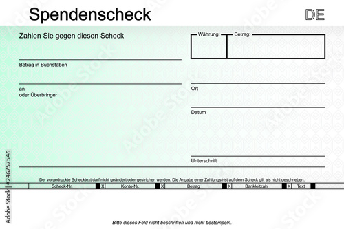 Spendenscheck mit modernem Muster