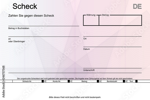 Scheck mit geometrischem Muster