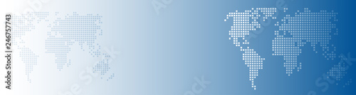 Vector abstract background blue world with dots, global business concept. Header and banner